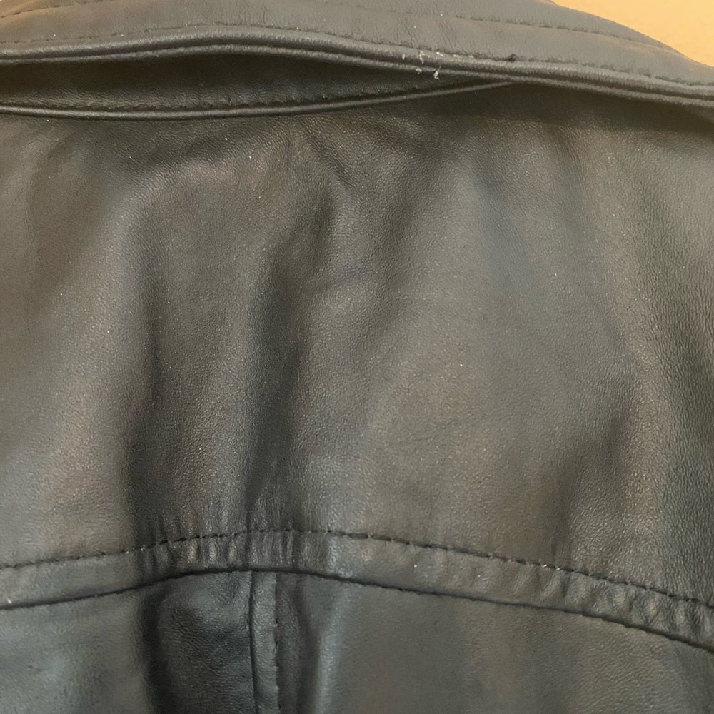 Black Double-Breasted Leather Jacket - Picture 6 of 8